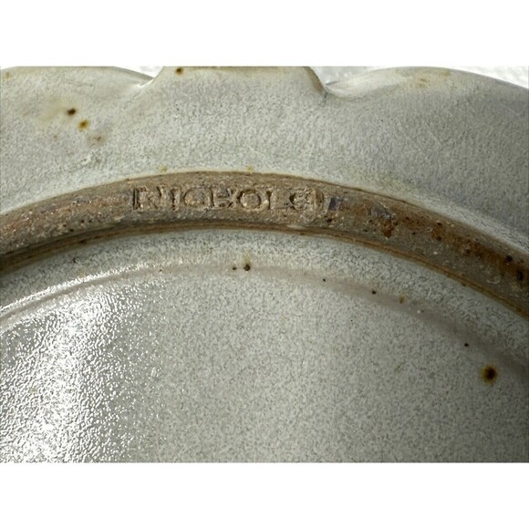 VTG Nichols Stoneware Pottery Candle Holder With Finger Hole Signed Boho Decor - Picture 9 of 9